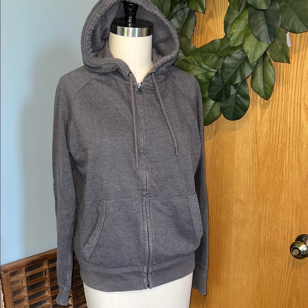 GAP‎ Gray Zip Up Hoodie Sweater heavy Size Medium waffle cozy